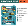 Juego de herramientas de 8/9/12/13 piezas, Kit de herramientas manuales para sujetar el hogar General con caja de herramientas de plástico, estuche de almacenamiento utilizado para reparación de automóviles y reparación d