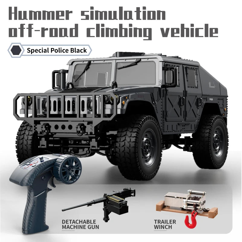 Coche RC Militar Crawler 4WD 2.4G 1:14, Vehículo Todoterreno con Accesorios