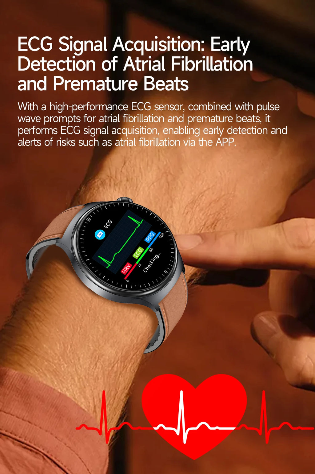 Reloj Inteligente con ECG, Grasa Corporal y Presión Arterial AMOLED