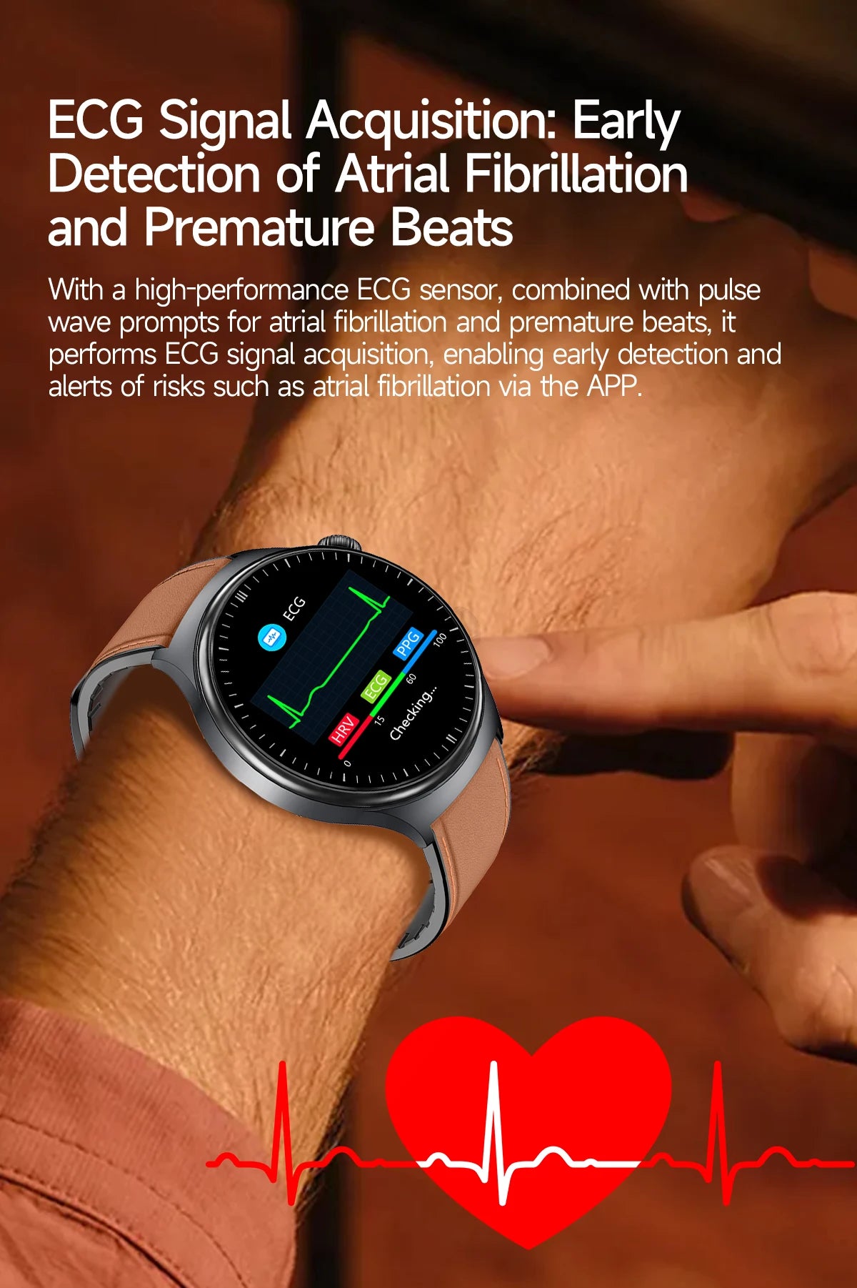 Reloj Inteligente con ECG, Grasa Corporal y Presión Arterial AMOLED