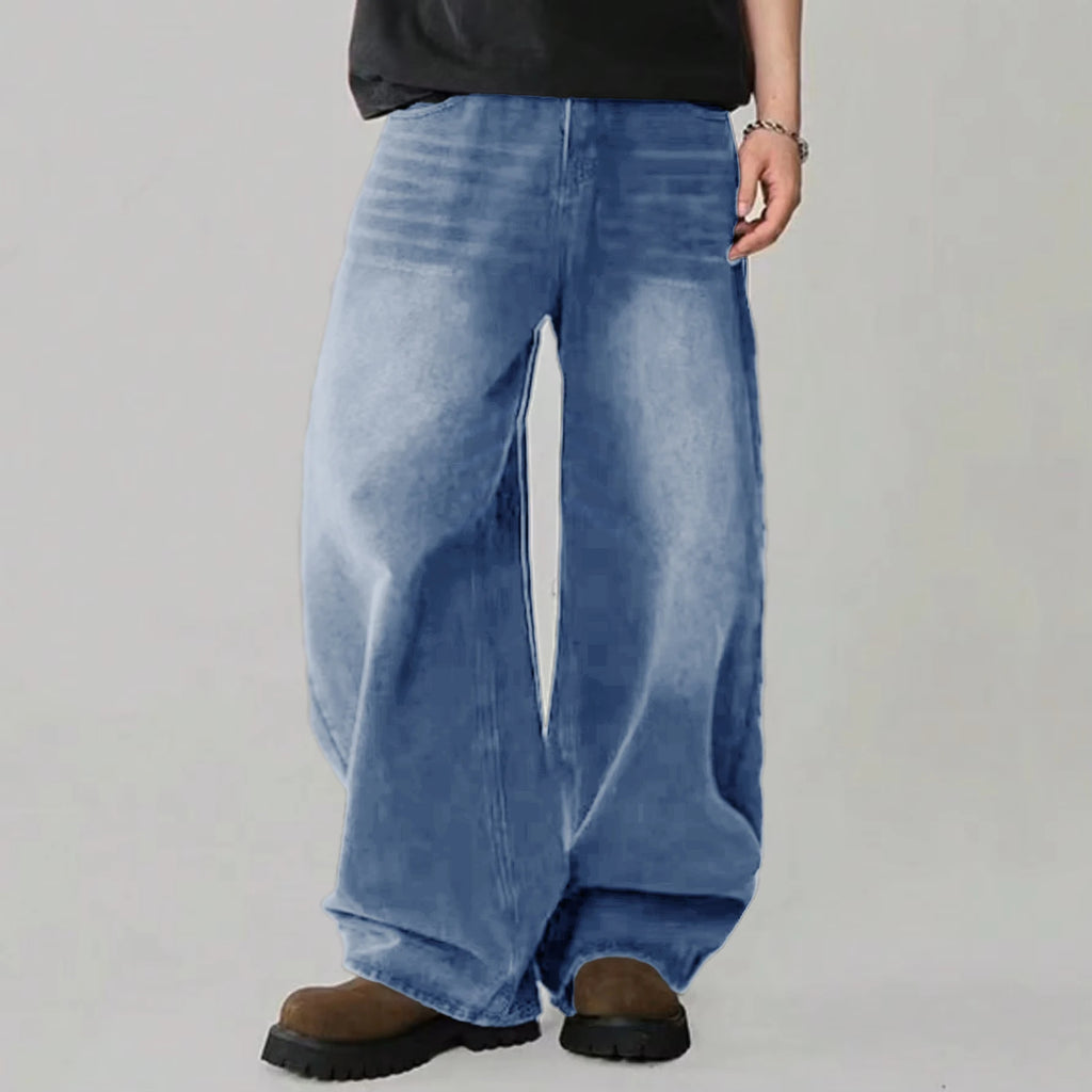 Pantalones Vaqueros Coreanos Casuales para Hombre, Pierna Ancha, Negro