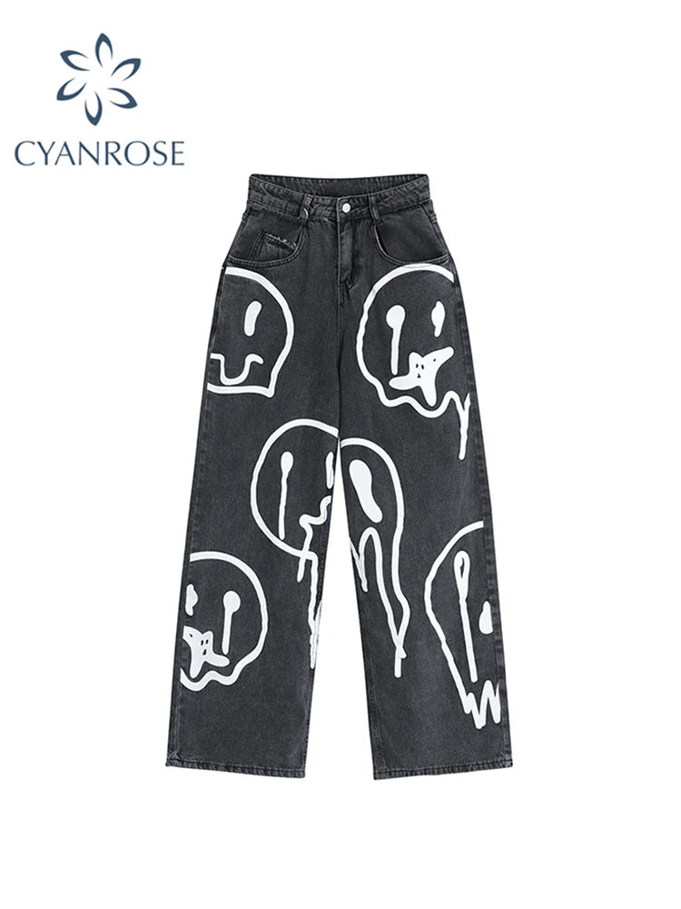 Pantalones Vaqueros Holgados de Pierna Ancha para Mujer, Hip-Hop Informales