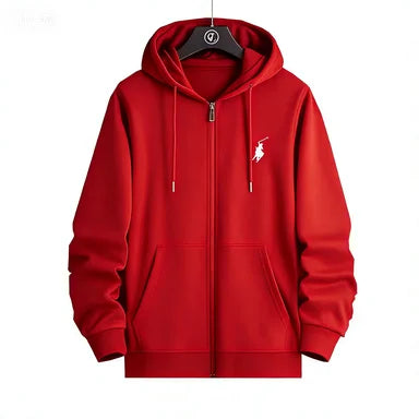 Hoodie con Cremallera y Bordado – Unisex, Estilo Deportivo