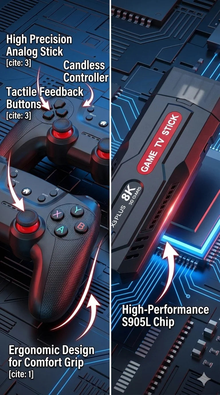 Consola de Videojuegos Retro SMARTDUDE X3 Plus 4K Ultra HD con Controles Inalámbricos Duales de 2.4G, Regalo de Juego Portátil