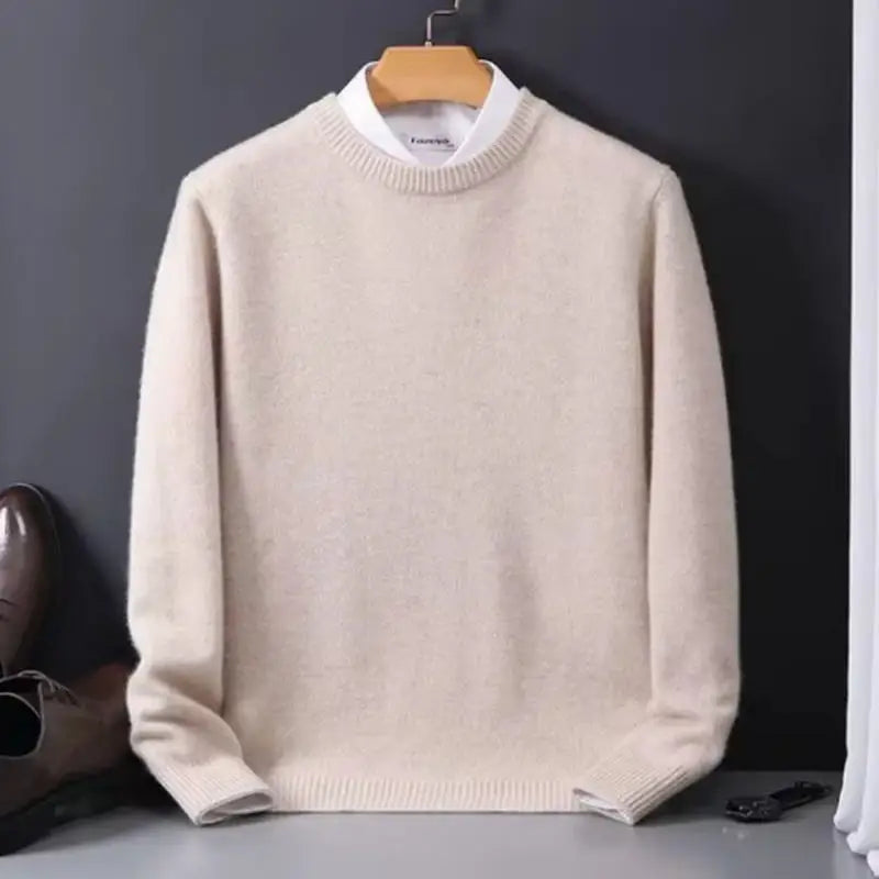 Suéter de Punto con Cuello Redondo para Hombre - Holgado, Otoño Invierno