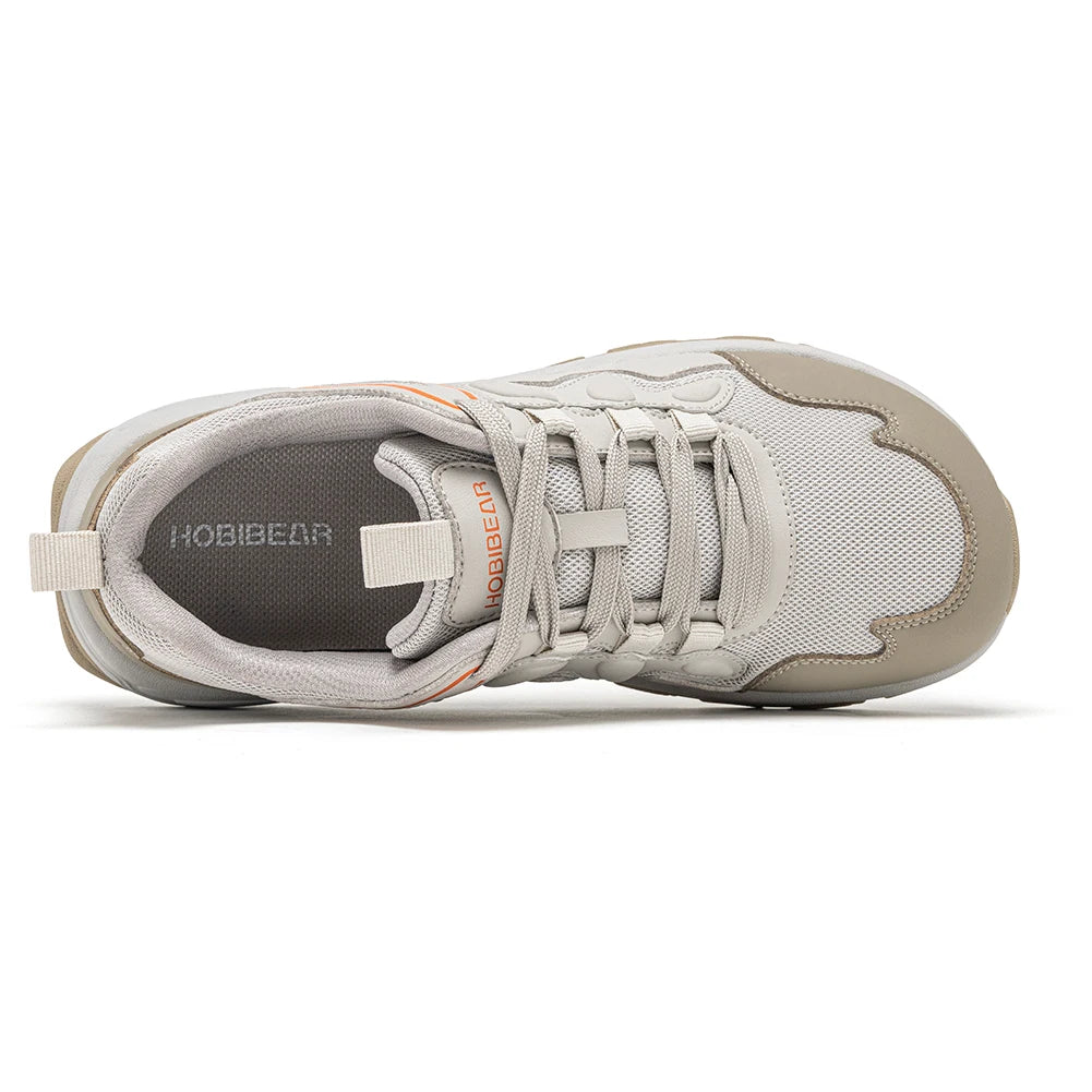 HOBIBEAR Zapatos para caminar con punta ancha, unisex, zapatillas deportivas para exteriores, de cuero artificial, con malla, con cordones, para aumentar la altura, para correr