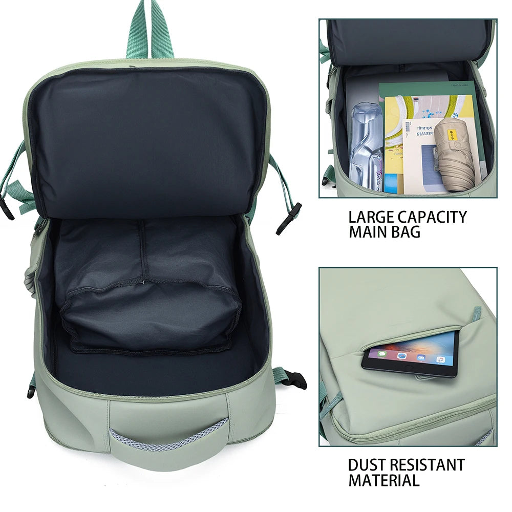 180 °     Mochila de Viaje de Nailon Completamente Abrible, Bolsa para Portátil de Gran Capacidad con Correa para Equipaje, Adecuada para Viajes de Negocios y Desplazamientos Diarios