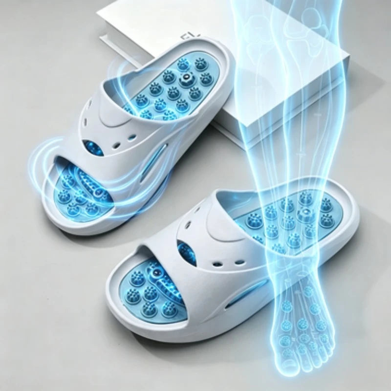Pantuflas de masaje con acupresión magnética antideslizantes para baño