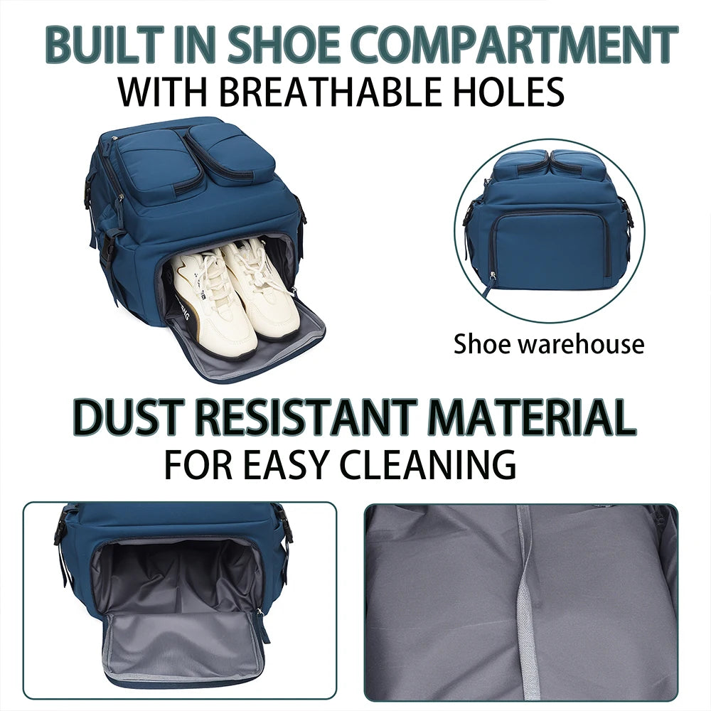 Mochila de Viaje de 25L, 180 °     Mochila para Portátil con Compartimento para Zapatos, Bolsa de Nailon Resistente para el Trabajo y Viajes