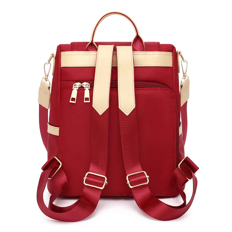 Mochila de mujer de moda, correas ajustables para los hombros, múltiples estilos traseros, cierre de cremallera, forro de poliéster, adecuada para v