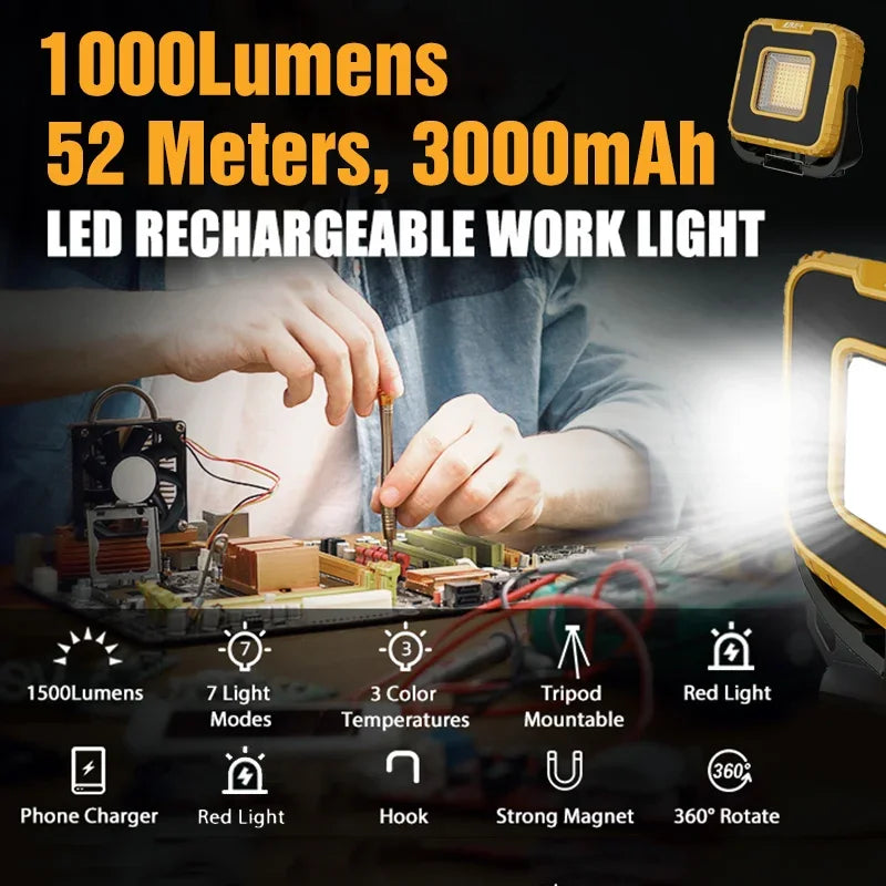 Foco LED Portátil Recargable para Exteriores