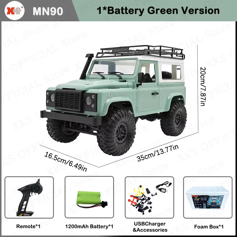 MN MN99S MN78 MN98 MN99 D90 1/12 RC coche 2,4G Control remoto 4X4 todoterreno luz LED 4WD escalada RC camión coche de juguete regalo para niño