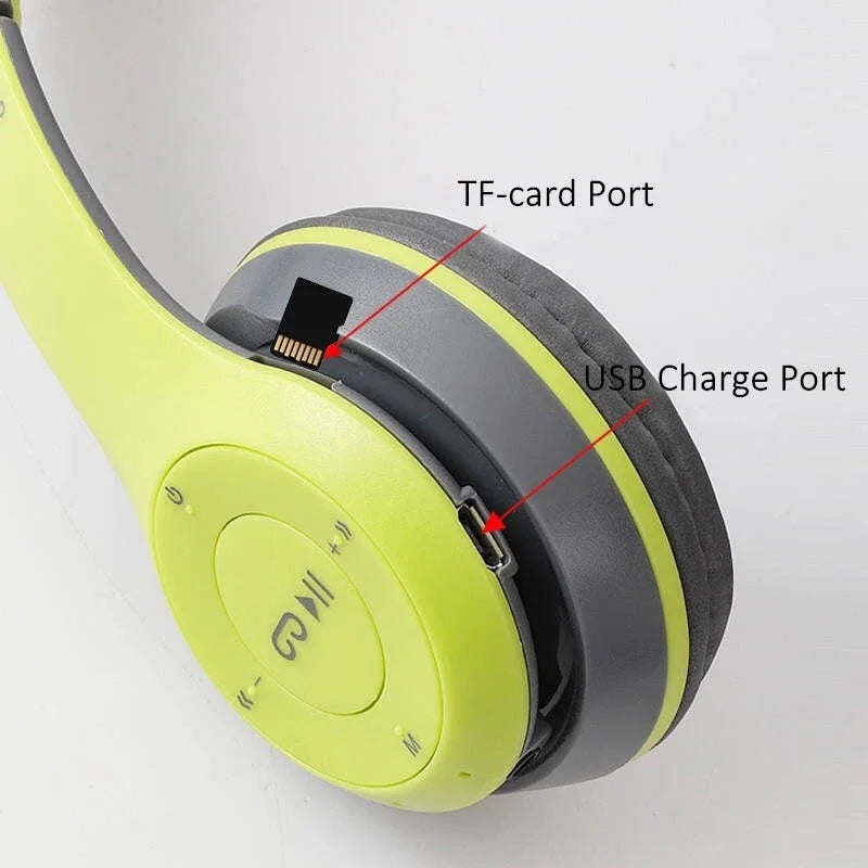 Auriculares Estéreo P47, Auriculares Bluetooth 5.0 Plegables, Auriculares Inalámbricos Deportivos para Exteriores para iPhone, Samsung, PC, Accesorios para Juegos