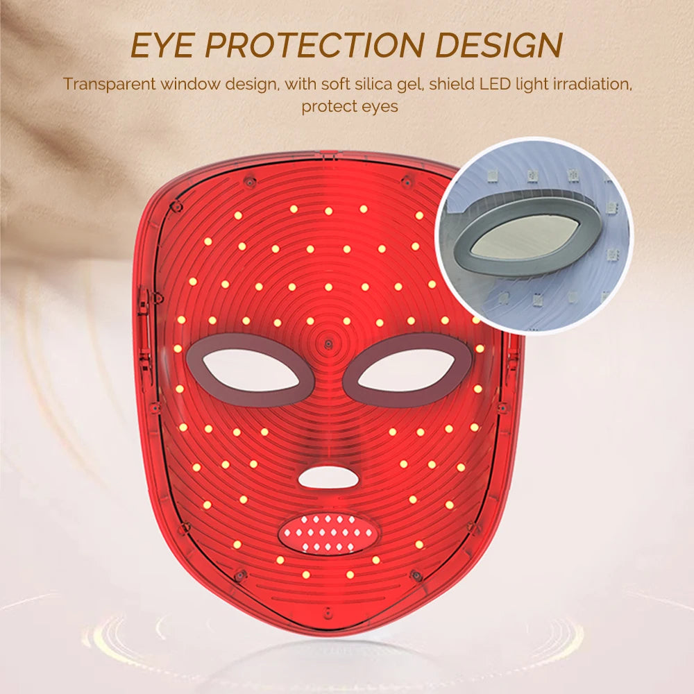 Máscara LED inalámbrica, máscara facial LED de 7 colores, máquina de máscara de belleza para rejuvenecimiento antienvejecimiento reafirmante de la piel con fotones
