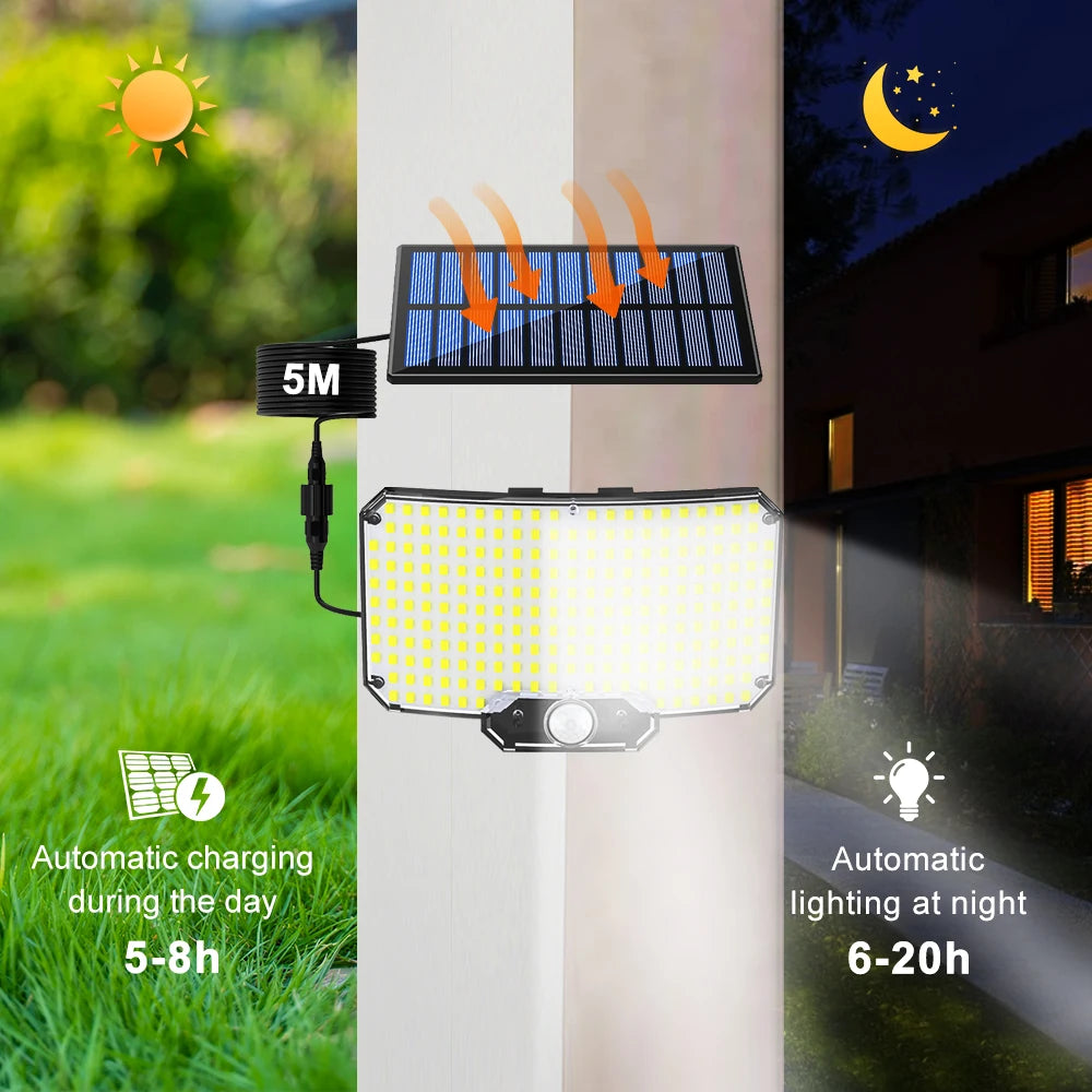 Luz Solar LED con Sensor de Movimiento 234/318/348 LEDs IP65