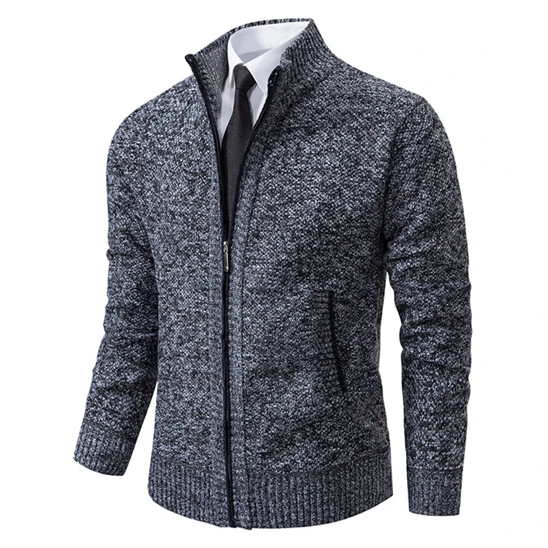 Buzo Cárdigan con Cremallera para Hombre – Cuello Alto y Forro Polar