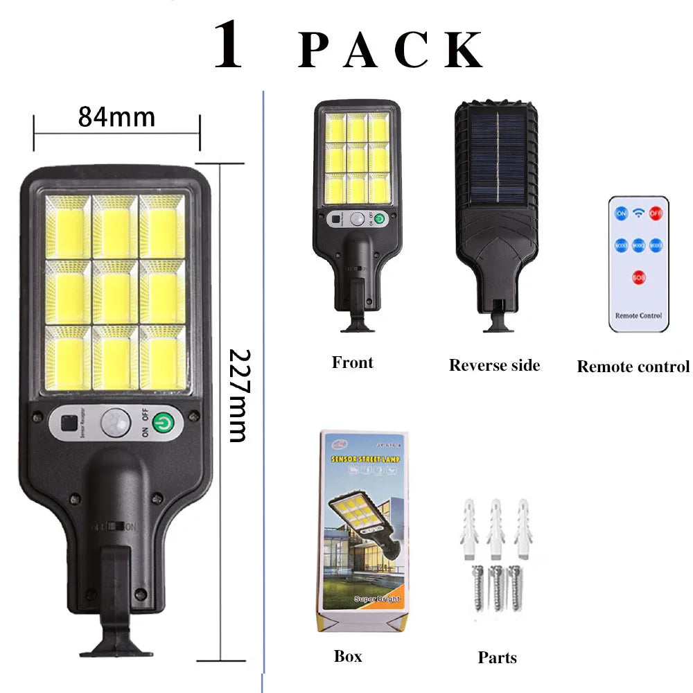 Luz Solar LED 108 para Exterior con Sensor de Movimiento 3 Modos