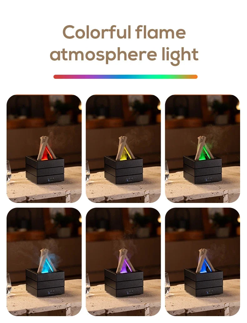 Difusor de Aroma de llama de 280ml, humidificador de aire USB, luz de ambiente colorida y Control remoto, difusor de Aroma de aceite esencial de hoguera