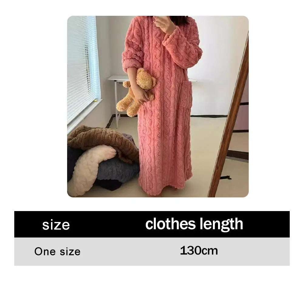 Camisón de terciopelo Coral para mujer, pijamas para mujer, ropa de dormir larga de otoño e invierno, conjuntos de batas cálidas, ropa para el hogar, albornoz, camisón