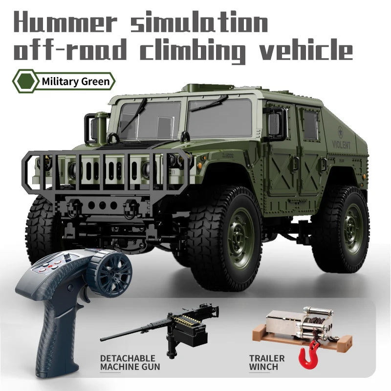 Coche RC Militar Crawler 4WD 2.4G 1:14, Vehículo Todoterreno con Accesorios