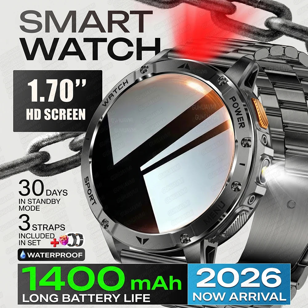 Reloj Inteligente Militar 1400mAh 10ATM Linterna