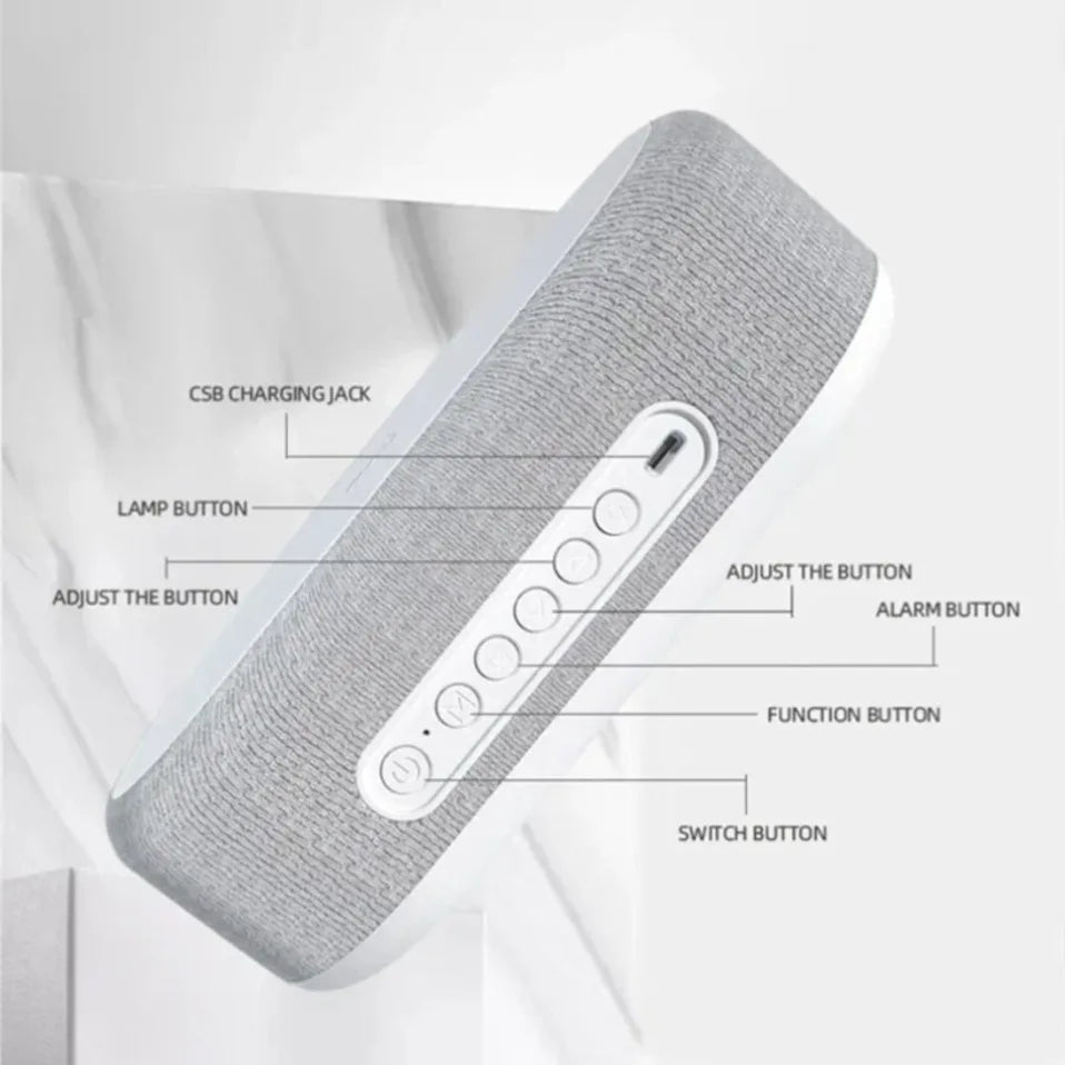 Base de Carga Inalámbrica con Alarma, Lámpara de Noche, Reloj de Escritorio y Termómetro para iPhone 17, 16, 15, 14, 13, con Carga Rápida