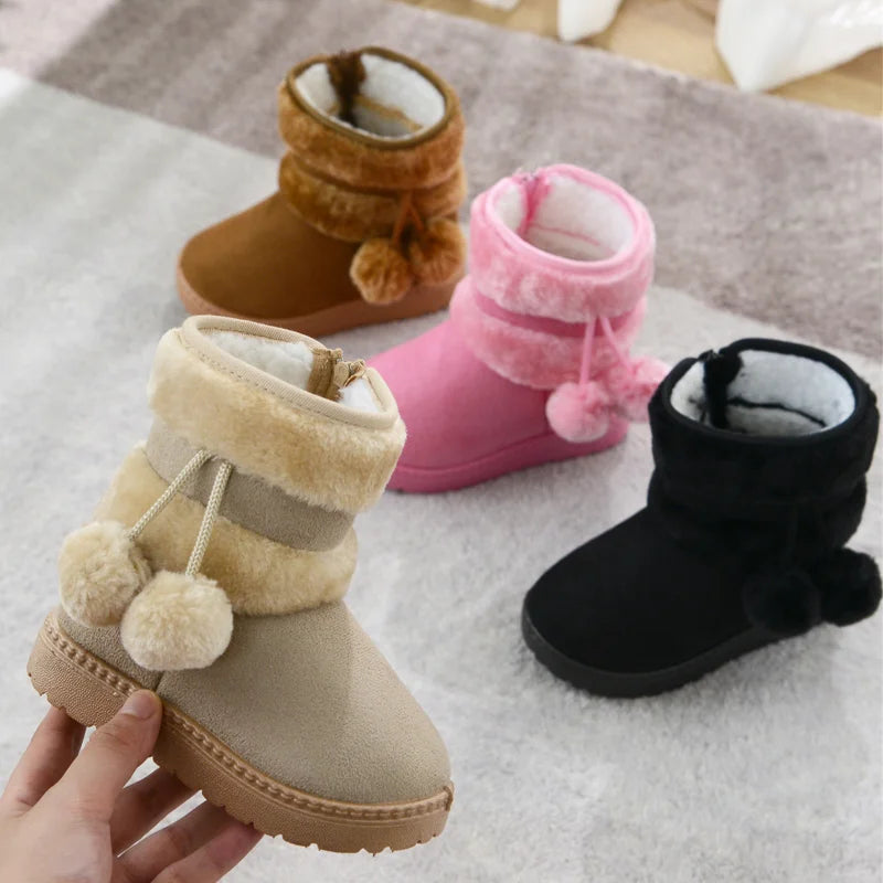 Nuevas botas de nieve para niñas, botas de invierno cómodas y gruesas y cálidas para niños, botas gruesas de otoño para niños, zapatos de princesa