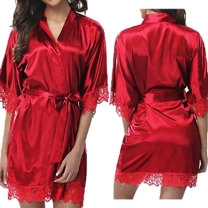 Bata Pijama de Seda Helada para Mujer | Talla Grande | Sexy