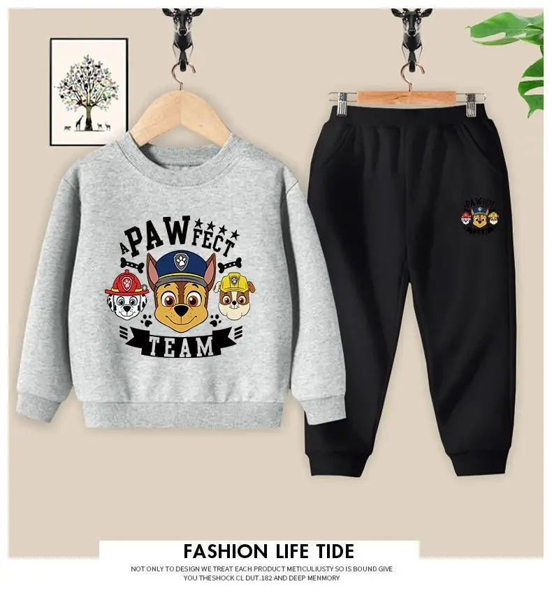 PAW Patrol-Conjuntos de ropa para niños, jersey con cuello redondo y pantalón largo, traje de dos piezas, sudaderas finas, primavera y otoño