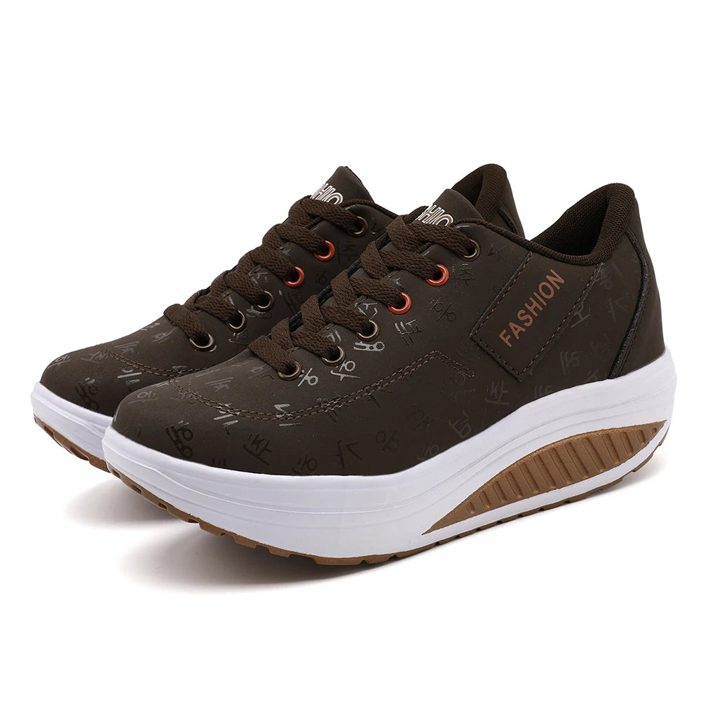 Zapatillas de Cuña para Mujer - Transpirables, Suela Gruesa y Cordones
