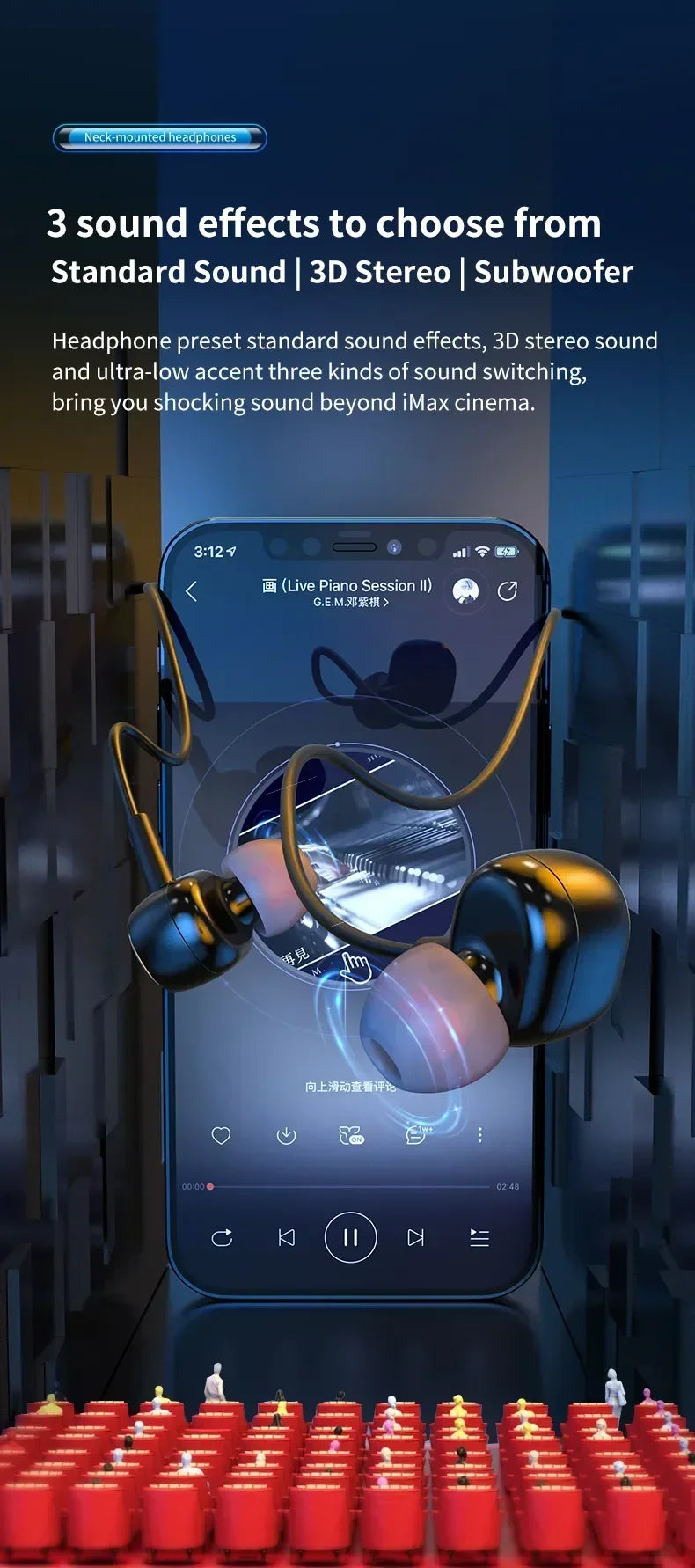 Auriculares Bluetooth Banda para el Cuello Deportivos