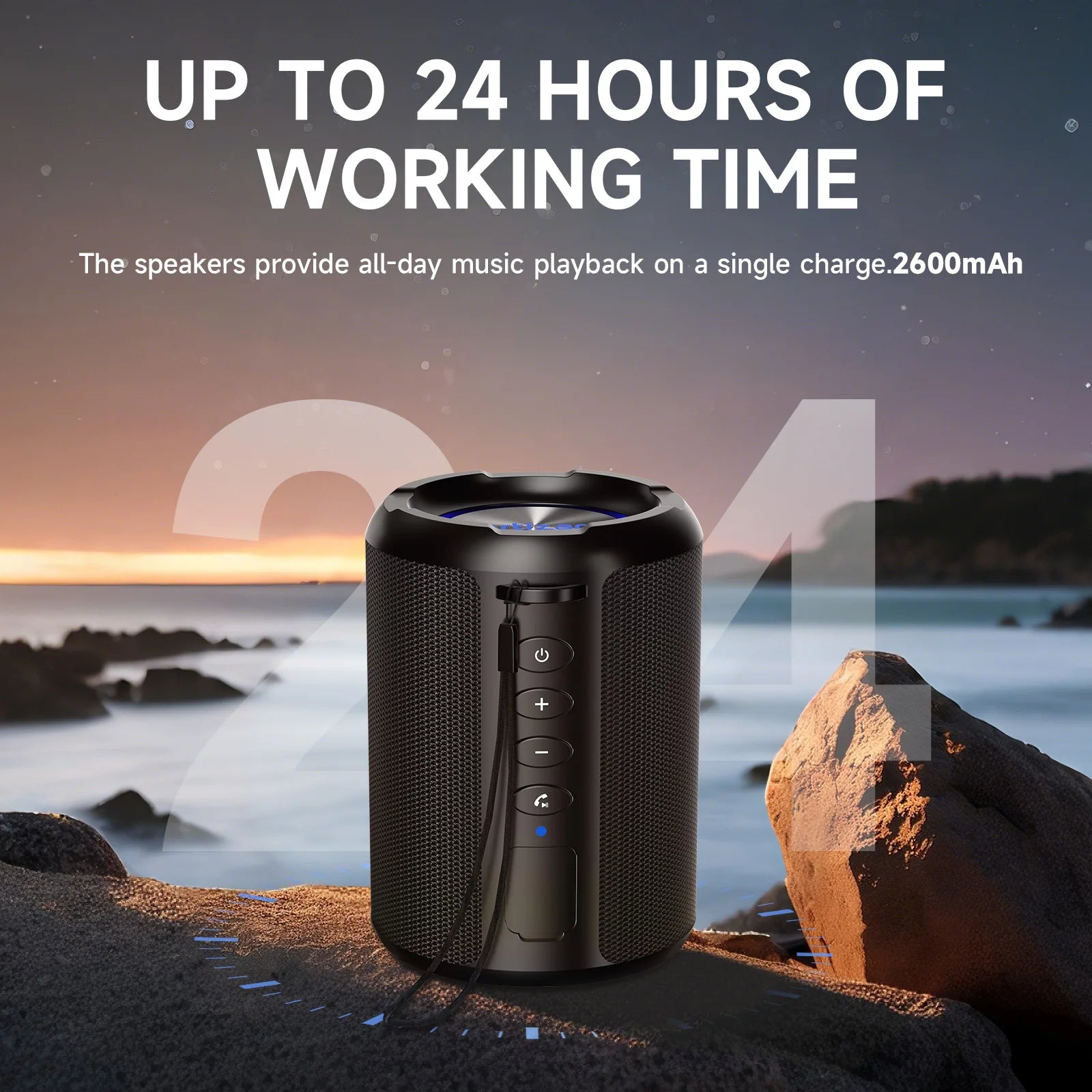 Altavoz Bluetooth portátil Ortizan X9S, altavoz inalámbrico con sonido fuerte Bass Boost HD con luz LED, resistente al agua IPX7, altavoz de 15W