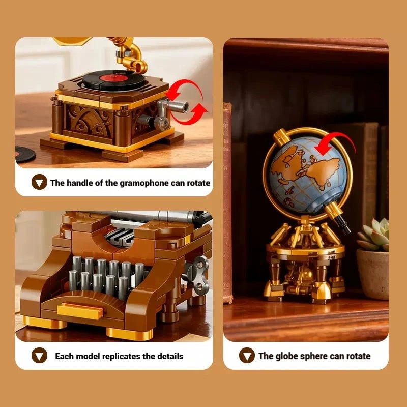 Bloques de Construcción de Muebles Retro 57033, Modelo MOC para Armar, Decoración de Escritorio, Regalo Coleccionable para Adultos, Cumpleaños, Días Festivos