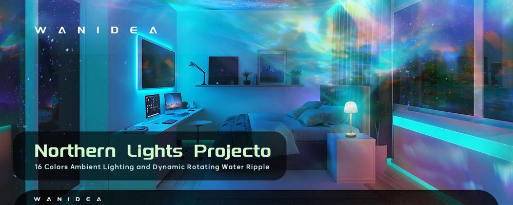 Lámpara de proyección Lámpara de mesa ondulada de agua de pie alto Proyector LED Aurora con control remoto Regalo romántico e interesante para interiores