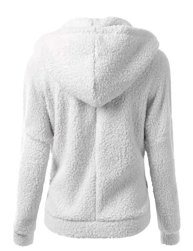 Chaqueta cálida de otoño e invierno para mujer, Sudadera con capucha informal 2025, sudaderas con capucha para mujer, sudadera con cremallera, abrigo liso de lana suave para mujer