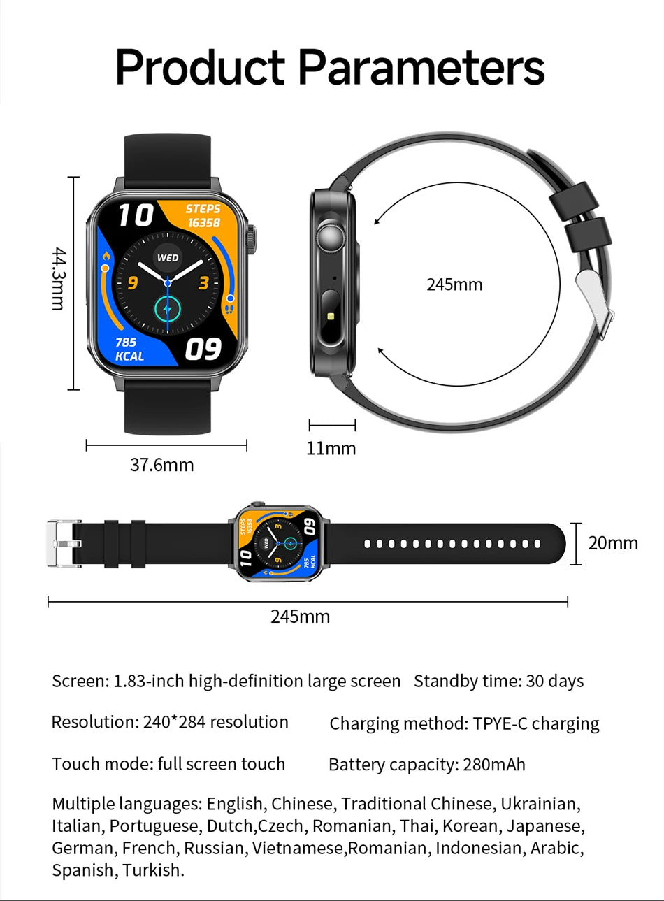 Smartwatch LIGE con llamadas Bluetooth, monitor de salud y carga rápida tipo C