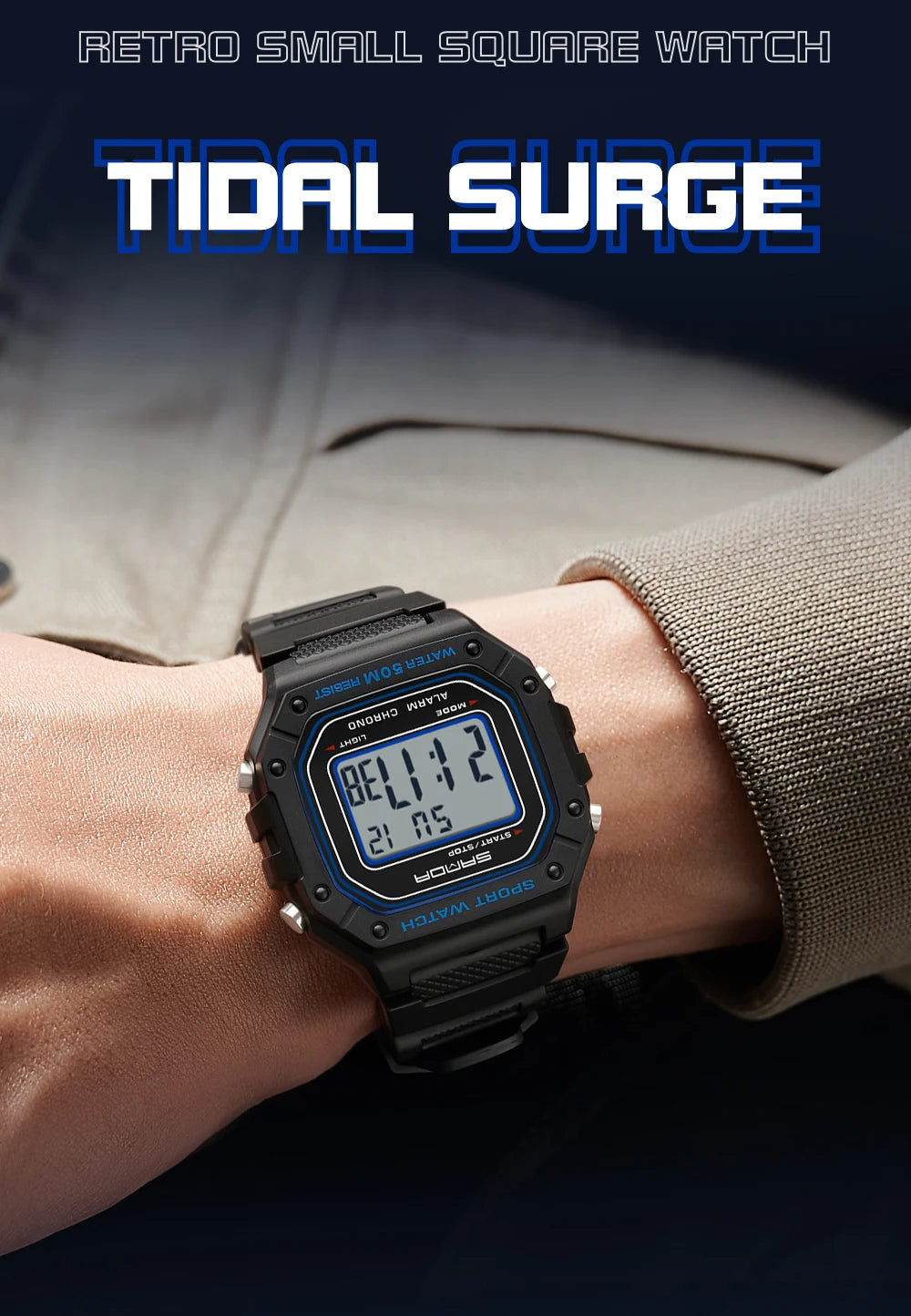 SANDA 2156 reloj de moda para hombre, relojes deportivos militares resistentes al agua, relojes de pulsera digitales Led con esfera grande del ejército, cronómetros para hombre