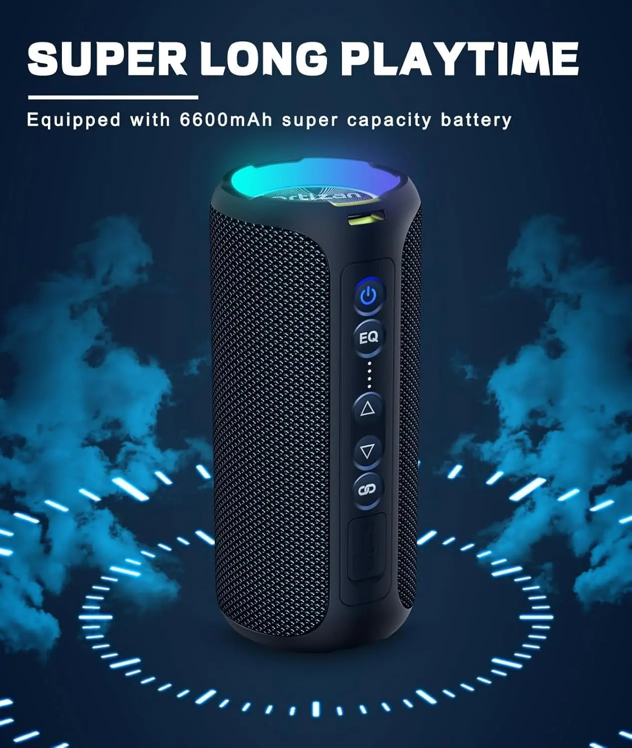 Ortizan Altavoz Bluetooth Estéreo Portátil IPX7 LED