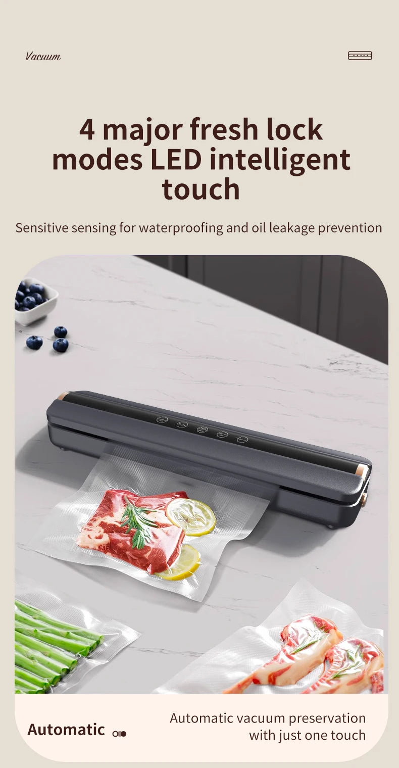 Máquina automática de sellado de aire al vacío para alimentos, sellador al vacío inalámbrico USB para el hogar, 1500mAh, 62KPa, tienda de succión al vacío de alimentos