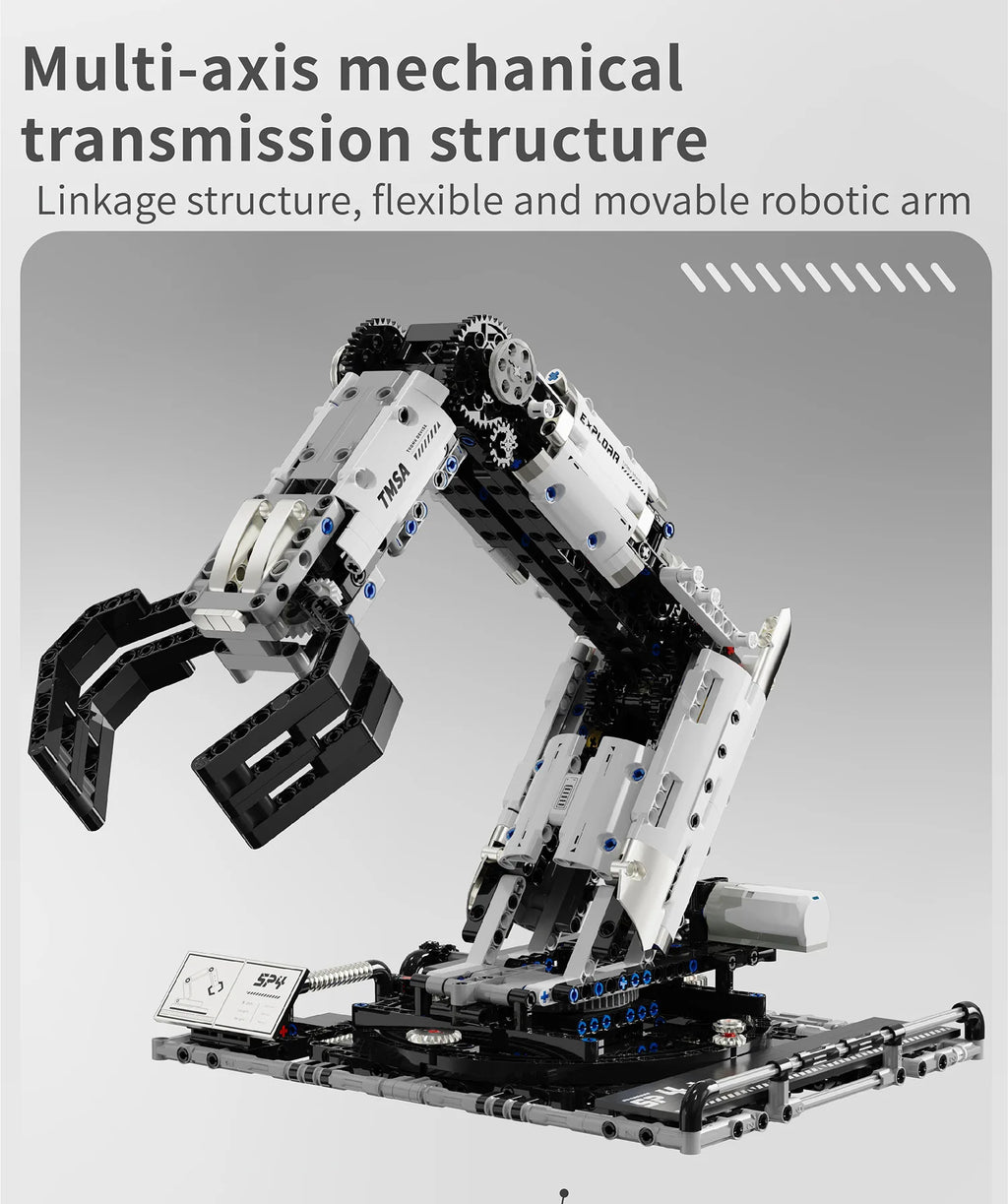 Bloques de construcción programables con brazo mecánico multieje, robot 5 en 1, juguetes de Control remoto, vástago interactivo, regalo de aprendizaje para niños