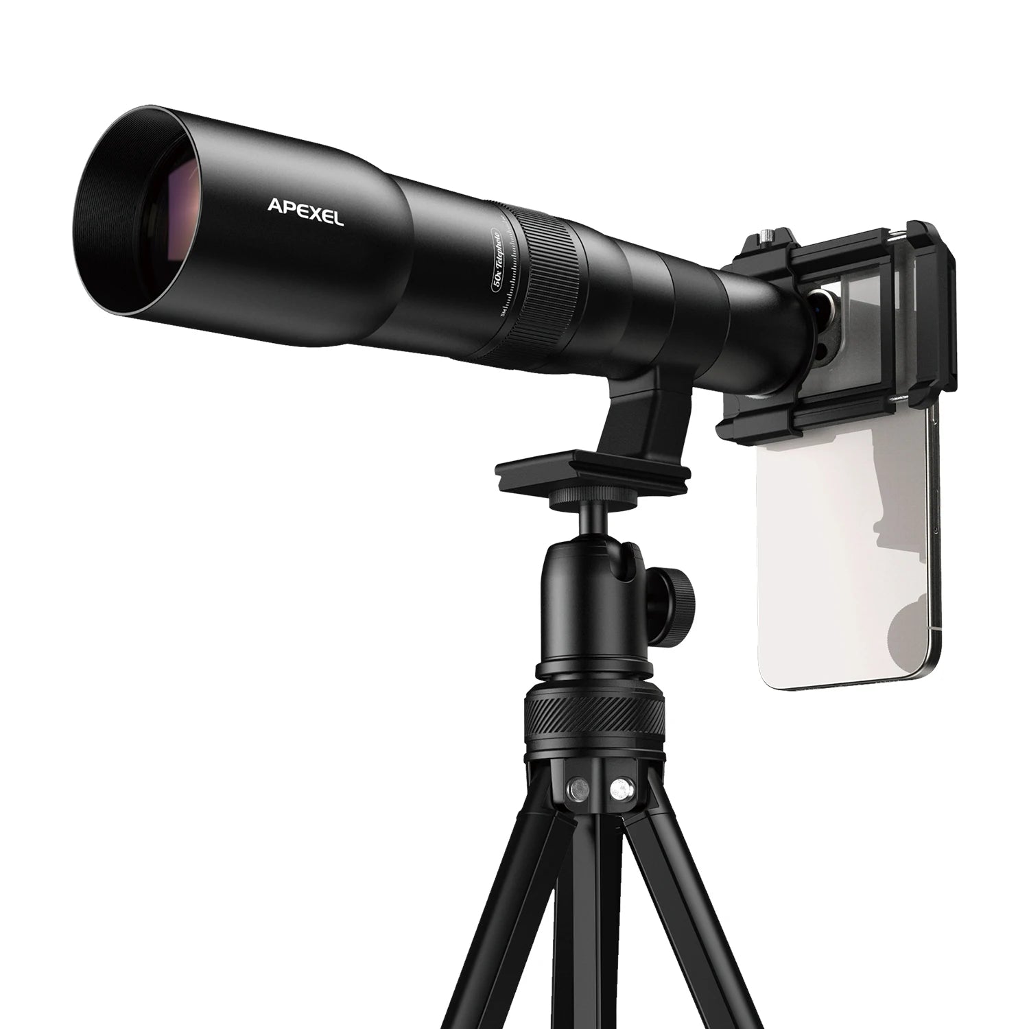 Lente Teleobjetivo 50x APEXEL Profesional con Trípode Metal