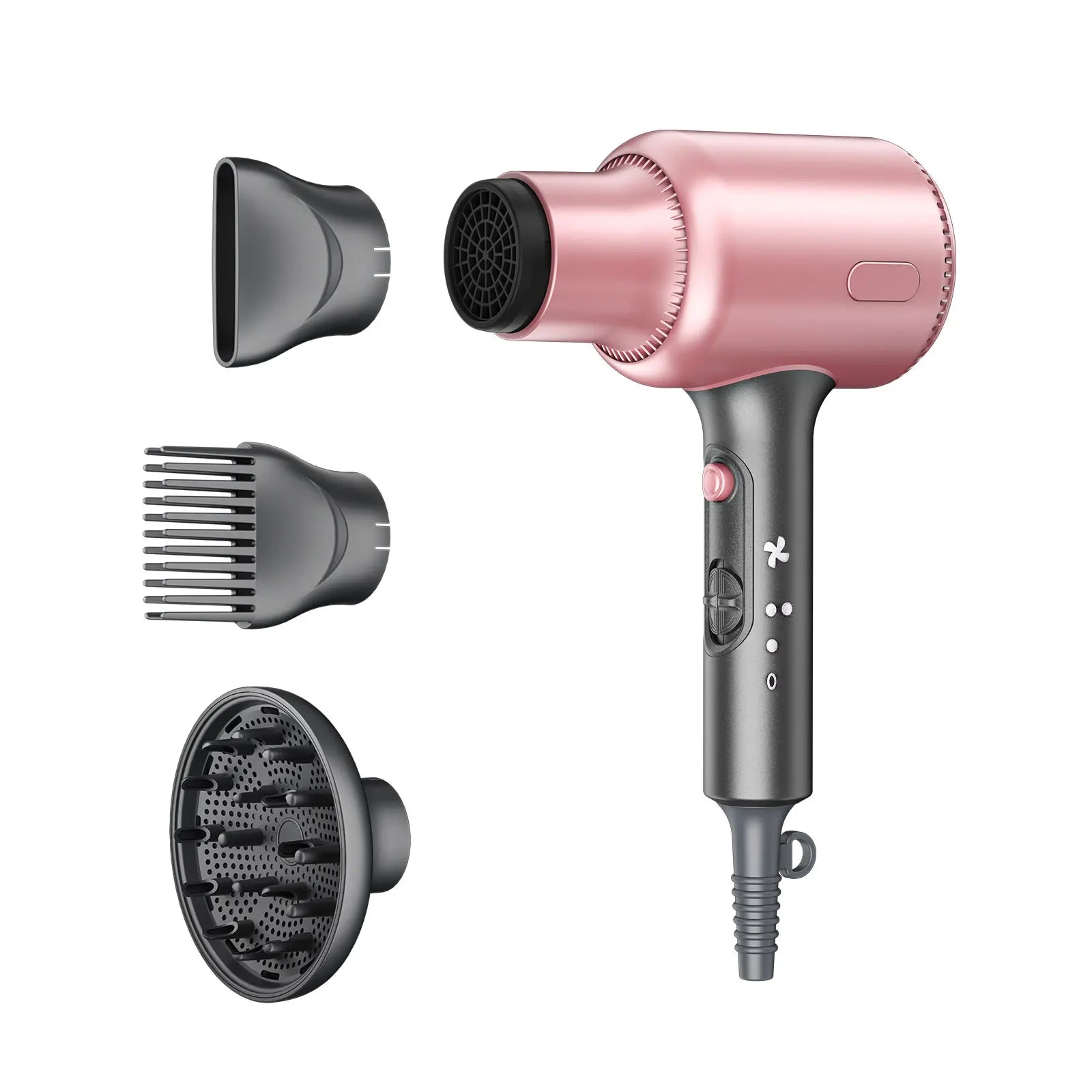 Secador de Pelo Profesional de 1600W con 3 Accesorios, 2 Velocidades de Viento, Secador Iónico de Secado Rápido para el Hogar y Viajes