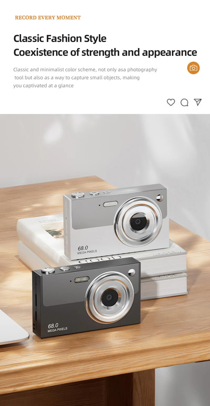 Cámara Digital Lenovo 68MP 4K WiFi Doble Lente para Selfies