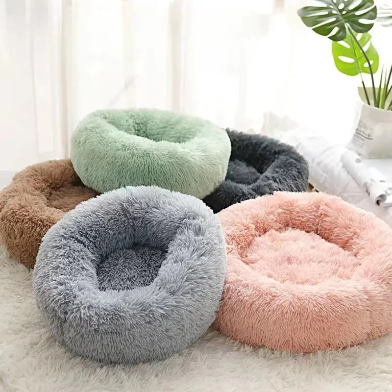 Cama Nido Redonda de Felpa para Mascotas — Suave y Cálida