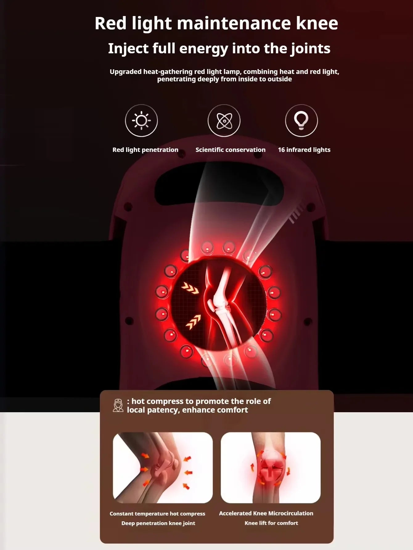 Masajeador de Rodilla Inteligente con Calor Infrarrojo y Vibración
