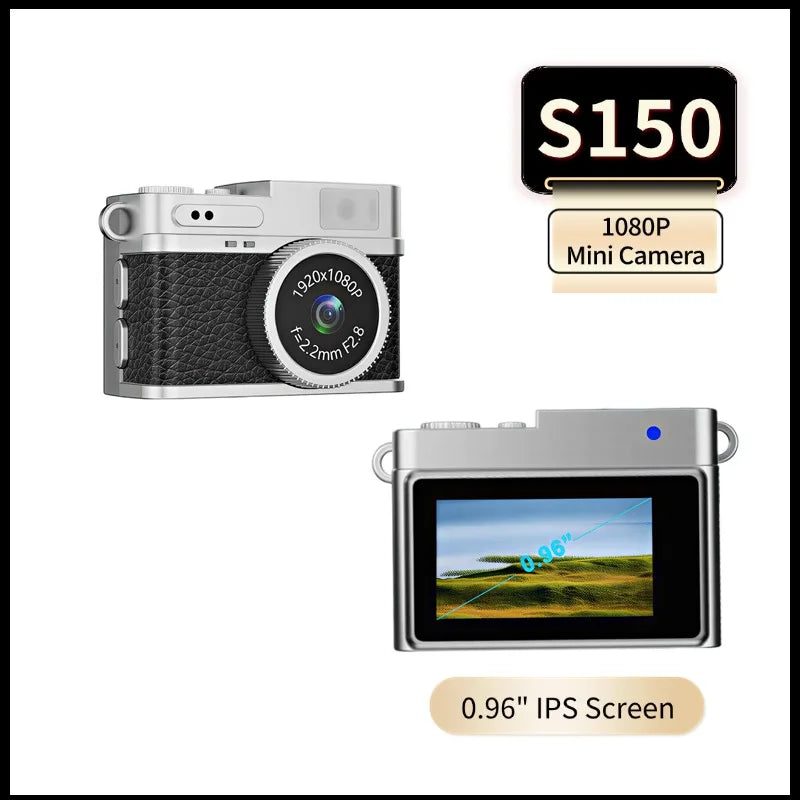 Mini Cámara Digital 1080P con Pantalla IPS, Grabadora de Video Portátil Retro