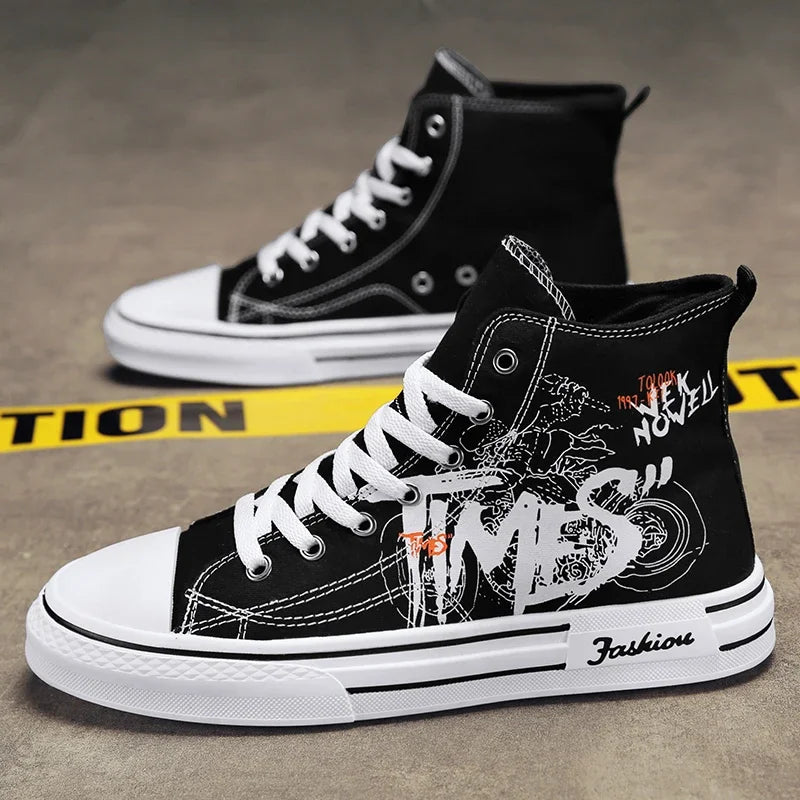 Zapatos de hombre, zapatos de lona vulcanizados, zapatillas altas, zapatos de plataforma informales transpirables, zapatillas deportivas para hombre, Tenis masculinos, zapatillas gruesas