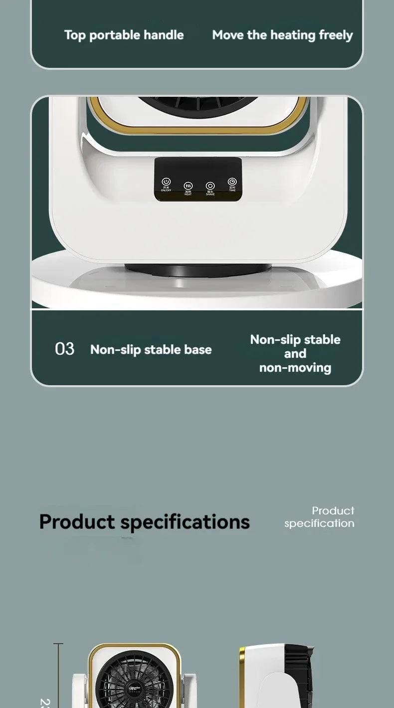 Mini calentador eléctrico para el hogar y dormitorio, pequeño y portátil, con protección contra vuelcos y sobrecalentamiento.