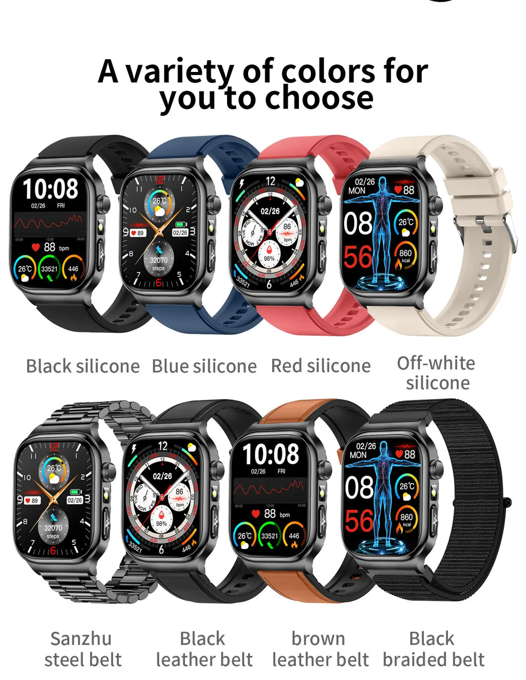 Reloj Inteligente ECG Mujer Bluetooth Voz AI