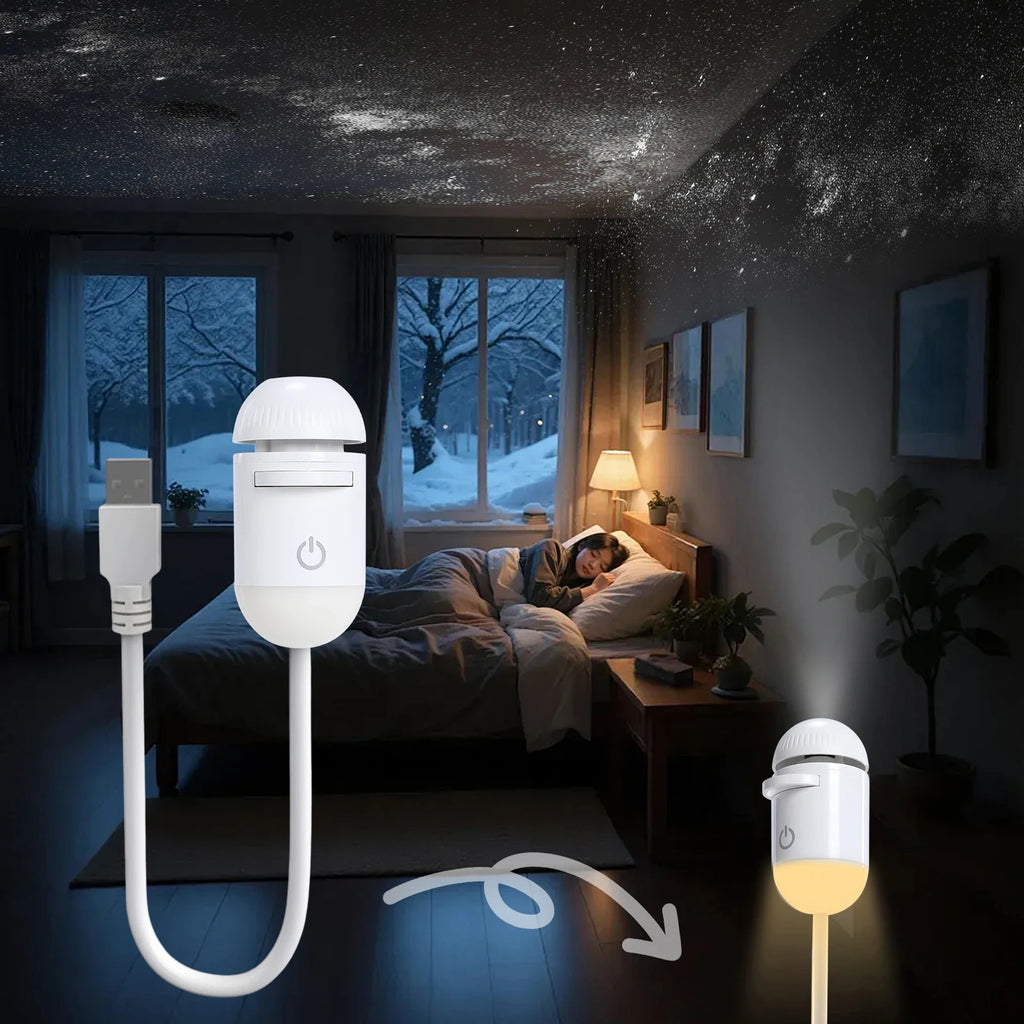 Mini proyector de galaxia LED 360° con cielo estrellado para decoración y fiestas